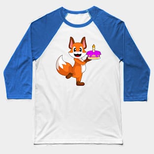 Fox Birthday Candle Cake Baseball T-Shirt